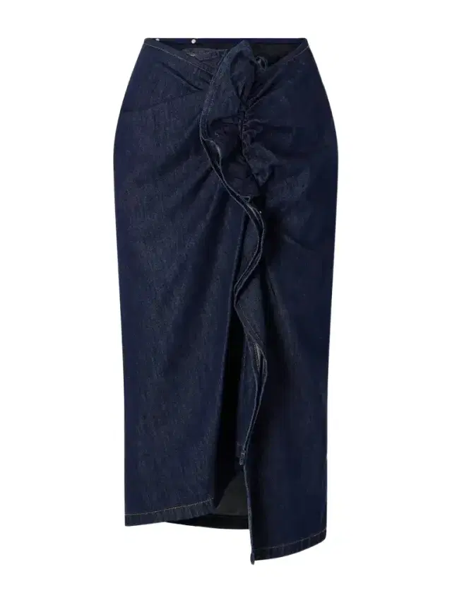 Dries Van Noten Ruffle-detailed Draped Denim Midi Skirt
