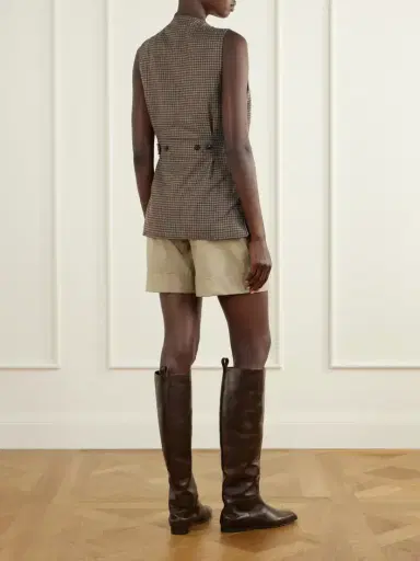 Purdey Suede-trimmed Checked Wool And Cashmere-blend Tweed Vest | Thumbnail 3