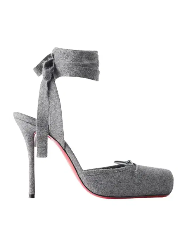 Christian Louboutin Cassia 100 Flannel Ballerina Pumps
