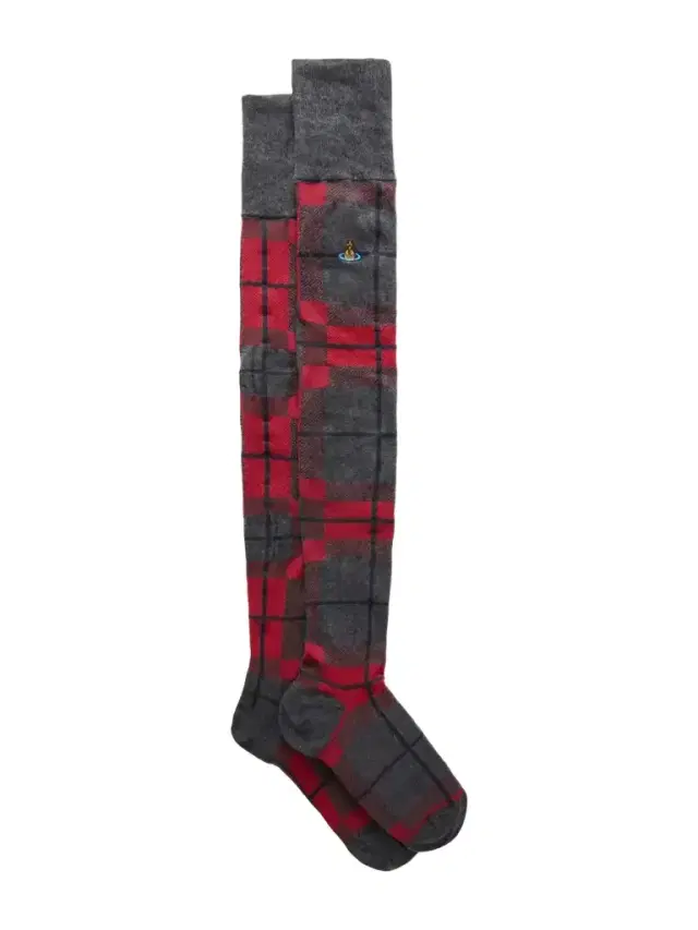 Vivienne Westwood Locharron Orb-embroidered Checked Knitted Socks