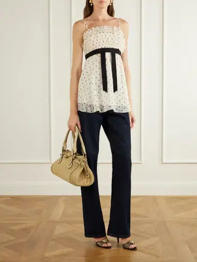 Zimmermann Pleated Bow-detailed Polka-dot Chiffon Top | Thumbnail 2 Zimmermann Pleated Bow-detailed Polka-dot Chiffon Top | Thumbnail 2