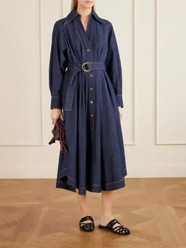 Zimmermann Belted Denim Midi Shirt Dress | Thumbnail 2