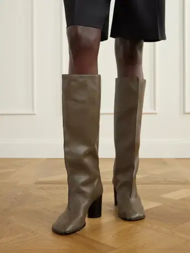 Lemaire Crease Leather Knee Boots | Thumbnail 2