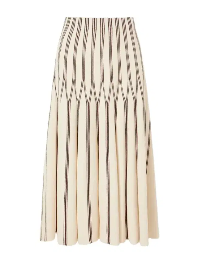 Valiant Striped Knitted Midi Skirt