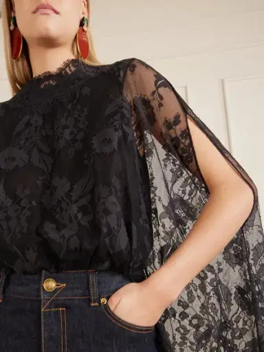 Zimmermann Valiant Cropped Cape-effect Lace Blouse | Thumbnail 4
