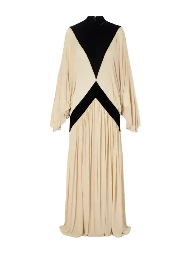 Valiant Deco Pleated Paneled Velvet-trimmed Jersey Maxi Dress