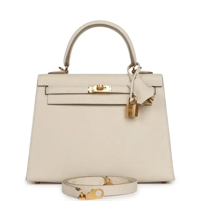 HERMÈS Hermes Kelly Sellier 25 Craie Epsom Gold Hardware