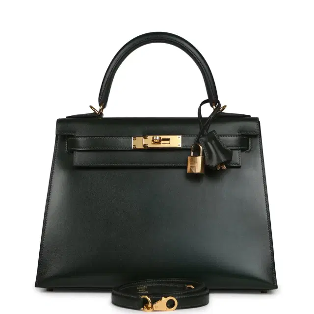 HERMÈS Pre-owned Hermes Kelly Sellier 28 Vert Fonce Box Gold Hardware