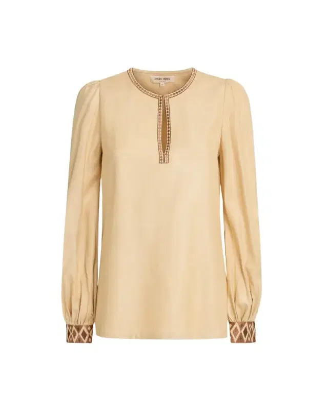 Emporio Sirenuse Vera Blouse with Backgammon Embroidery
