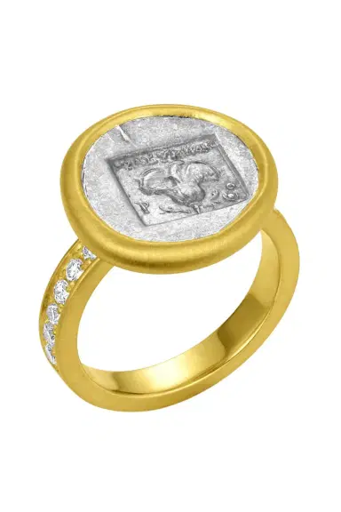 LEIGH MAXWELL Diamond Caria Islands Rhodes Ar Drachm Ancient Coin Ring | Thumbnail 2 LEIGH MAXWELL Diamond Caria Islands Rhodes Ar Drachm Ancient Coin Ring | Thumbnail 2
