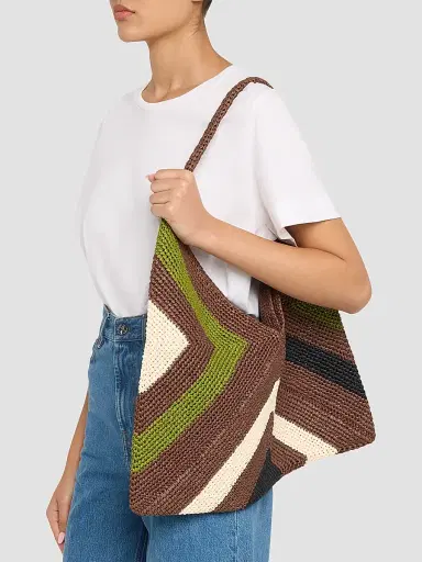 A.L.C. Women's Sid Woven Paper Yarn Shoulder Bag - Chocolate Meadow | Thumbnail 2