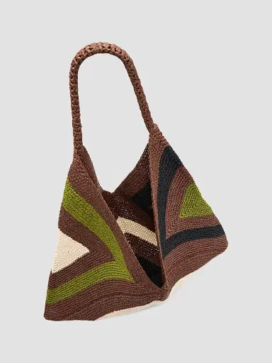 A.L.C. Women's Sid Woven Paper Yarn Shoulder Bag - Chocolate Meadow | Thumbnail 4