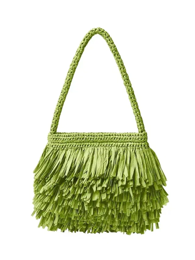 A.L.C. Women's Janie Fringed Woven Paper Shoulder Bag - Meadow Green