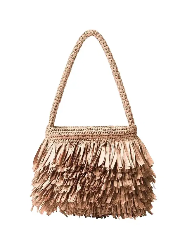 A.L.C. Women's Janie Fringed Woven Paper Shoulder Bag - Tropez Tan