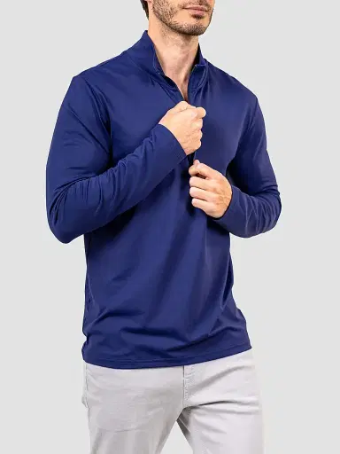 Maceoo Men's Mare Quarter-Zip Sweater - Blue | Thumbnail 3