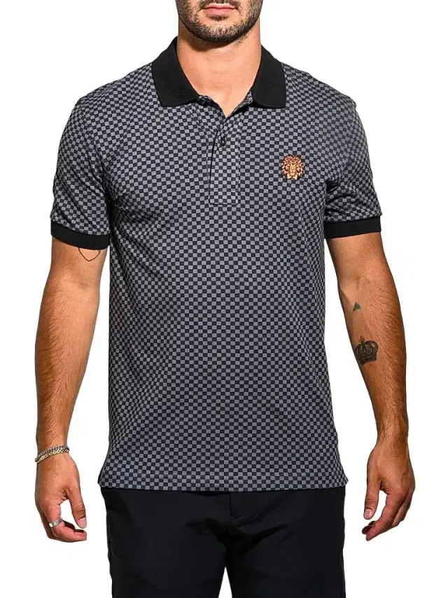 Men's Mozart Square Tip Polo Shirt - Black