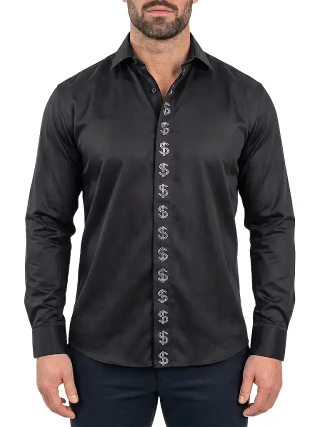 Maceoo Men's Stone Dollar Dress Shirt - Black