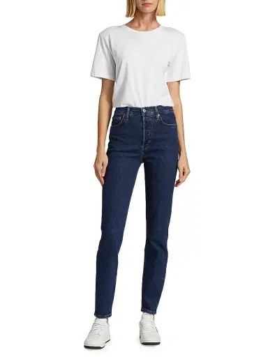 RE/DONE Women's High-Rise Skinny Jeans - Dark Rinse | Thumbnail 2