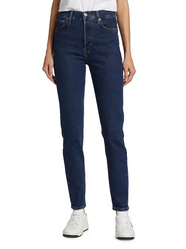RE/DONE Women's High-Rise Skinny Jeans - Dark Rinse | Thumbnail 3