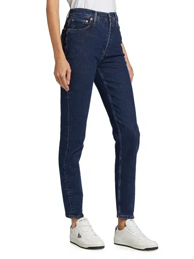 RE/DONE Women's High-Rise Skinny Jeans - Dark Rinse | Thumbnail 4