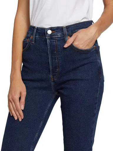 RE/DONE Women's High-Rise Skinny Jeans - Dark Rinse | Thumbnail 6