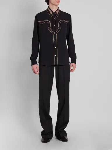 AMIRI Men's Western Embroidered Shirt - Black | Thumbnail 2