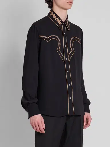 AMIRI Men's Western Embroidered Shirt - Black | Thumbnail 4