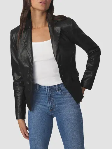 Joe's Jeans Women's The Fitted Faux Leather Blazer | Thumbnail 6 Joe's Jeans Women's The Fitted Faux Leather Blazer | Thumbnail 6