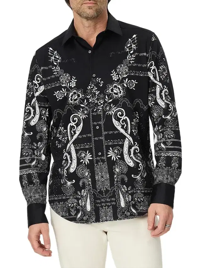 Robert Graham Men's The Osbourne Printed Cotton Shirt - Black