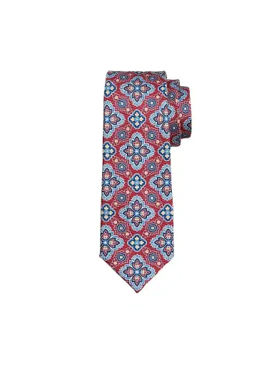 Kiton Men's Floral Medallion Silk Tie - Red Blue | Thumbnail 1