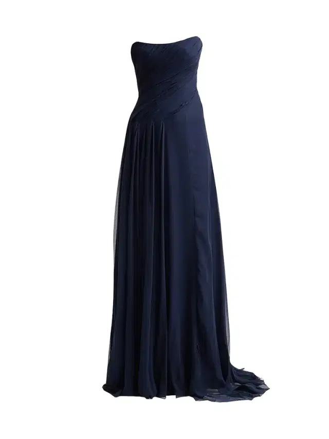 Monique Lhuillier Women's Strapless Silk Draped Gown - Navy