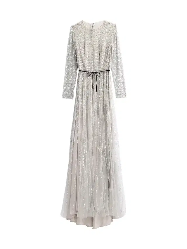 Monique Lhuillier Women's Embroidered Tulle Sheer A-Line Gown - Silver Smoke