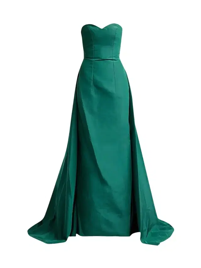 Monique Lhuillier Women's Strapless Silk Faille Trained Gown - Sycamore