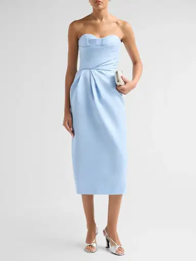 Monique Lhuillier Women's Strapless Draped Cocktail Dress - Breeze | Thumbnail 2