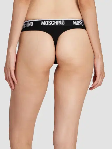 MOSCHINO Women's 2-Pack Logo-Waistband Thong - Black | Thumbnail 2 MOSCHINO Women's 2-Pack Logo-Waistband Thong - Black | Thumbnail 2