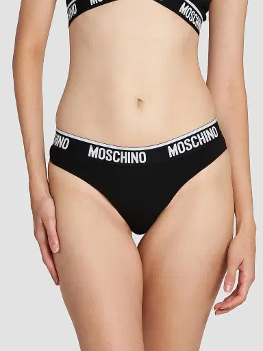 MOSCHINO Women's 2-Pack Logo-Waistband Thong - Black | Thumbnail 3 MOSCHINO Women's 2-Pack Logo-Waistband Thong - Black | Thumbnail 3