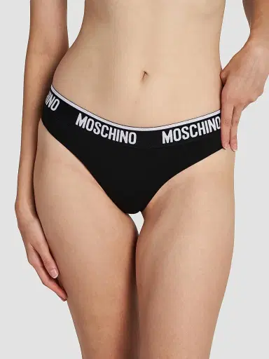 MOSCHINO Women's 2-Pack Logo-Waistband Thong - Black | Thumbnail 4 MOSCHINO Women's 2-Pack Logo-Waistband Thong - Black | Thumbnail 4