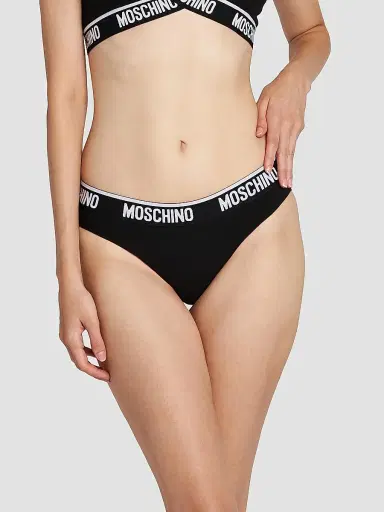 MOSCHINO Women's 2-Pack Logo-Waistband Thong - Black | Thumbnail 5 MOSCHINO Women's 2-Pack Logo-Waistband Thong - Black | Thumbnail 5