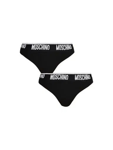MOSCHINO Women's 2-Pack Logo-Waistband Thong - Black | Thumbnail 1 MOSCHINO Women's 2-Pack Logo-Waistband Thong - Black | Thumbnail 1