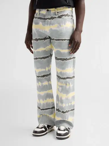 Off-White Men's Tie-Dye Slim Relaxed Jeans - Blue Grey | Thumbnail 4