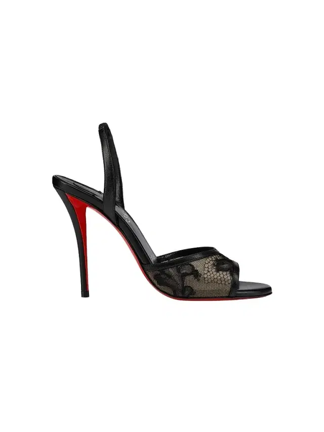 Christian Louboutin Women's Miss Z Lace and Mesh Sling Sandals - Black