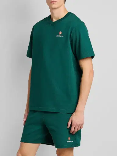 Casablanca Men's Classic Logo Cotton Crewneck T-Shirt - Green | Thumbnail 4
