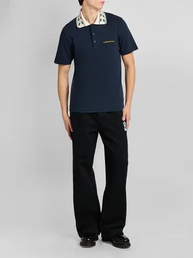 Casablanca Men's Laurel Cotton Pique Polo Shirt - Navy - Size XXL | Thumbnail 2 Casablanca Men's Laurel Cotton Pique Polo Shirt - Navy - Size XXL | Thumbnail 2