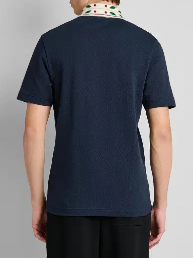 Casablanca Men's Laurel Cotton Pique Polo Shirt - Navy - Size XXL | Thumbnail 3 Casablanca Men's Laurel Cotton Pique Polo Shirt - Navy - Size XXL | Thumbnail 3