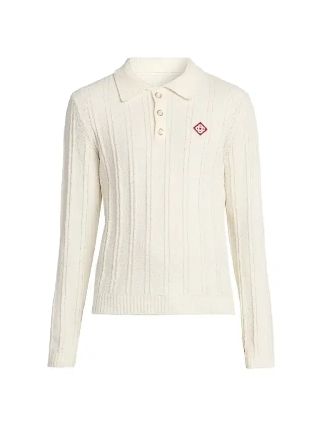 Men's Boucle-Knit Long-Sleeve Polo Shirt - White