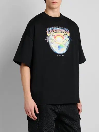 Casablanca Men's Oversized Logo Graphic Cotton Crewneck T-Shirt - Black - Size XXXXL | Thumbnail 4 Casablanca Men's Oversized Logo Graphic Cotton Crewneck T-Shirt - Black - Size XXXXL | Thumbnail 4