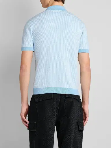 Casablanca Men's Pinstripe Cotton Polo Shirt - Light Blue - Size XXL | Thumbnail 3 Casablanca Men's Pinstripe Cotton Polo Shirt - Light Blue - Size XXL | Thumbnail 3