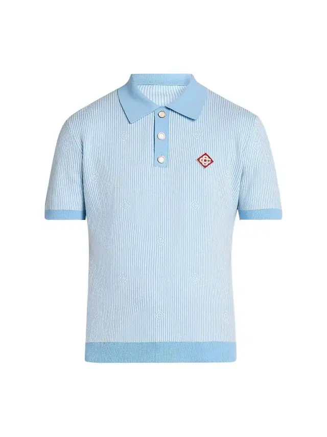 Men's Pinstripe Cotton Polo Shirt - Light Blue - Size XXL Men's Pinstripe Cotton Polo Shirt - Light Blue - Size XXL