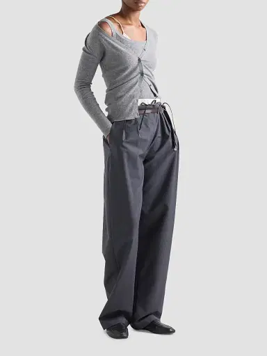 Prada Women's Ribbed Cashmere Cardigan - Grey | Thumbnail 2