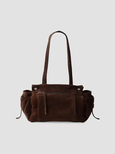 Prada Women's Medium Suede Tote Bag - Brown | Thumbnail 3 Prada Women's Medium Suede Tote Bag - Brown | Thumbnail 3